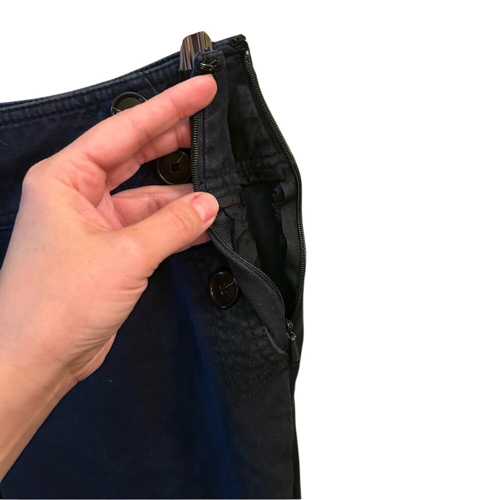 LOFT Navy Sailor Style Wide Leg Pants Size 10 High Waist Button Front Pockets - Picture 5 of 14